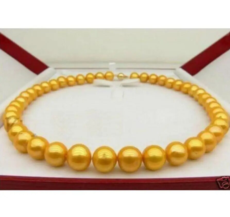 Beautiful AA+ 9-10MM SOUTH SEA GOLDEN PEARL NECKLACE